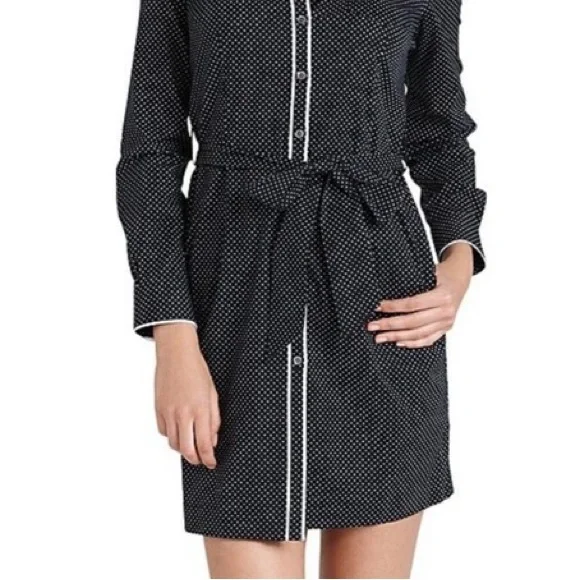 🛍️Brooks Brothers Polka Dot Button Down Shirt Dress Tie Waist Long Sleeve - Picture 2 of 9